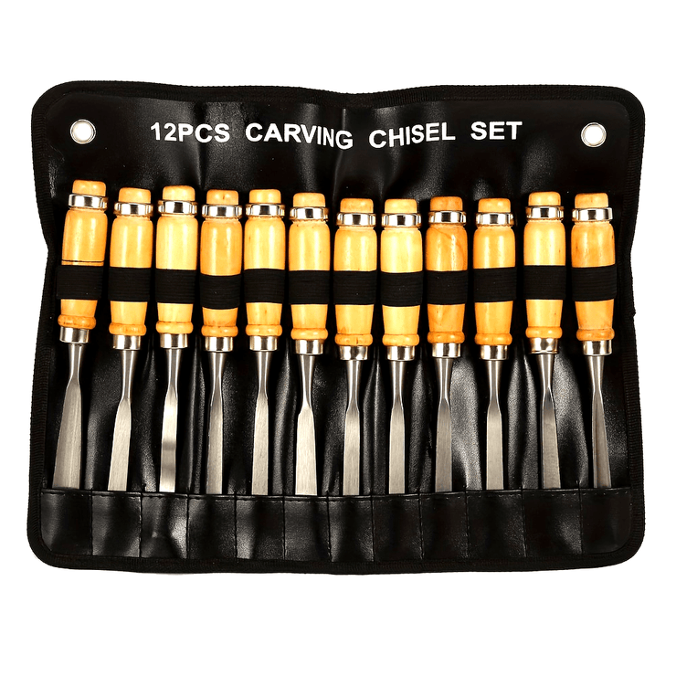 12-teiliges Premium-Holzschnitzerei-Handmeißel-Set