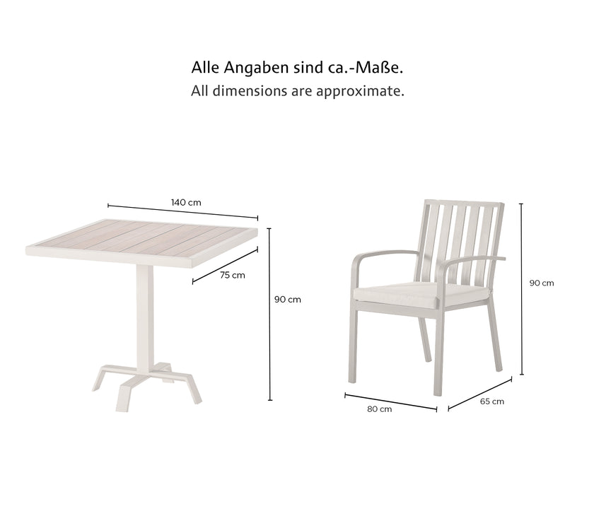 Venüs Wood Gartentisch mit 4 stühle Grau Farbe