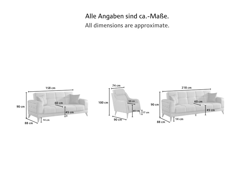 APRIL Polstergarnitur mit Bett Funktion & Bettkasten