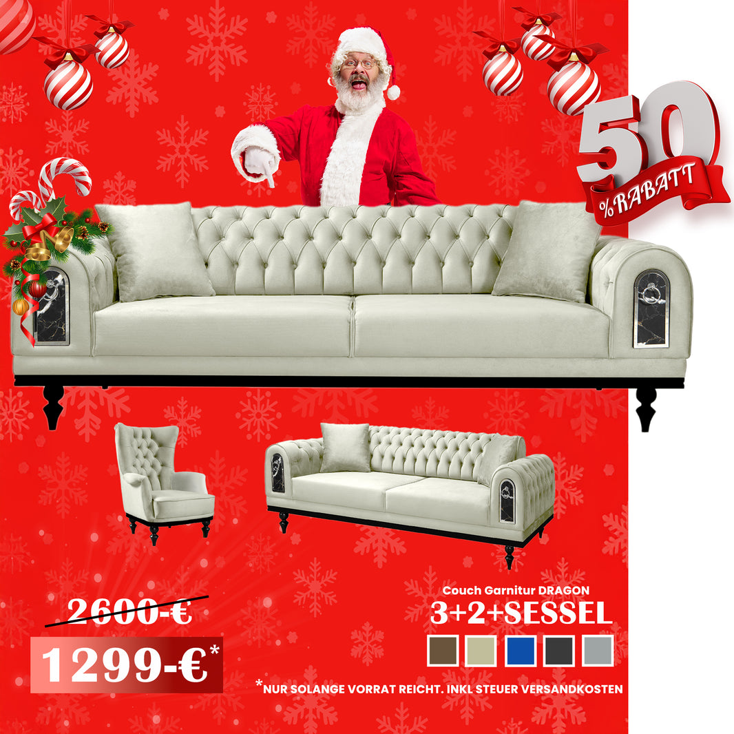 Couchgarnitur Couch - Set DRAGON, Spar-Set 3-Sitzer mit Bettfunktion