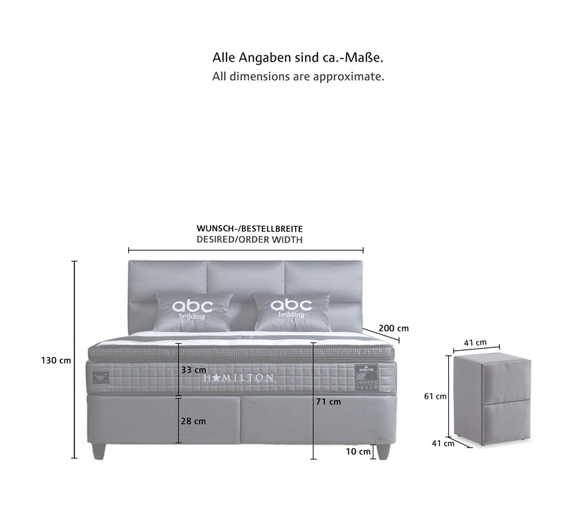 Boxspringbett Polsterbett Hamilton mit Stauraumkasten inkl. Matratze & Montage