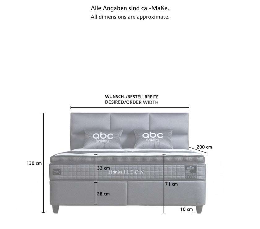 Boxspringbett Polsterbett Hamilton mit Stauraumkasten inkl. Matratze & Montage