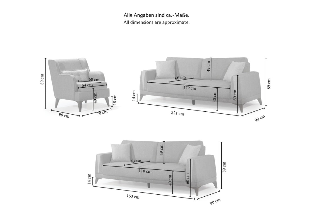 LILY  Polstergarnitur mit Bett Funktion und Bettkasten