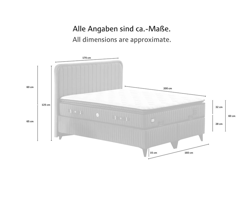 L-RNZ OLYMPOS Boxspringbett mit Bettkasten inklusive Bett und Aufbauservice