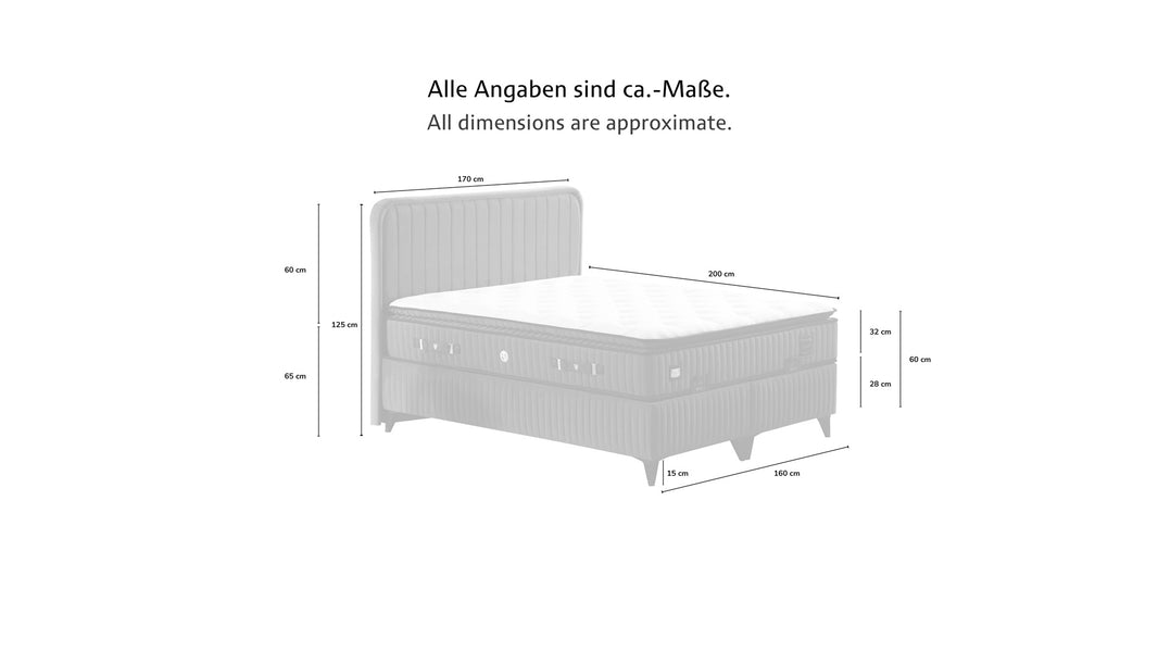 L-RNZ OLYMPOS Boxspringbett mit Bettkasten inklusive Bett und Aufbauservice