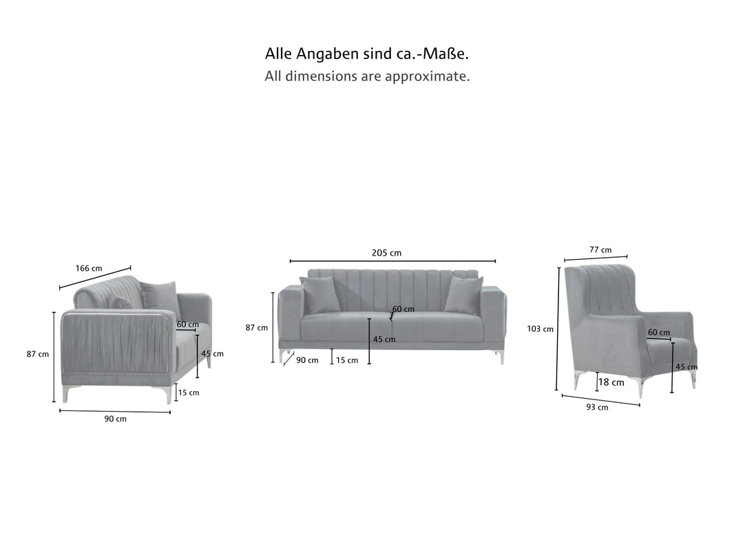 Couch-Set Polstergarnitur Palermo Spar-Set mit Bettfunktion