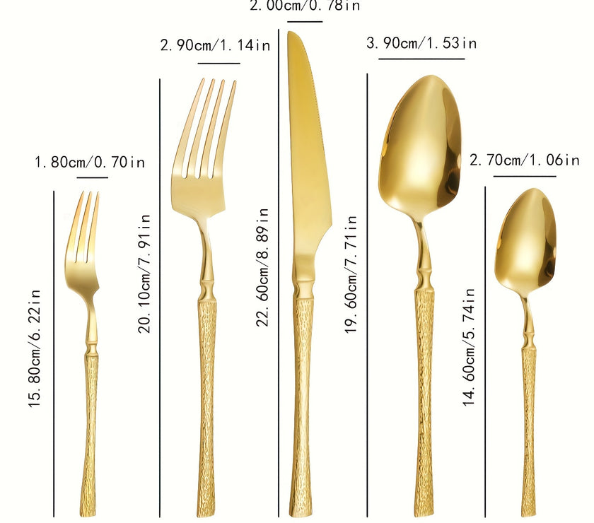 60-teiliges goldenes Edelstahl-Essgeschirr-Set