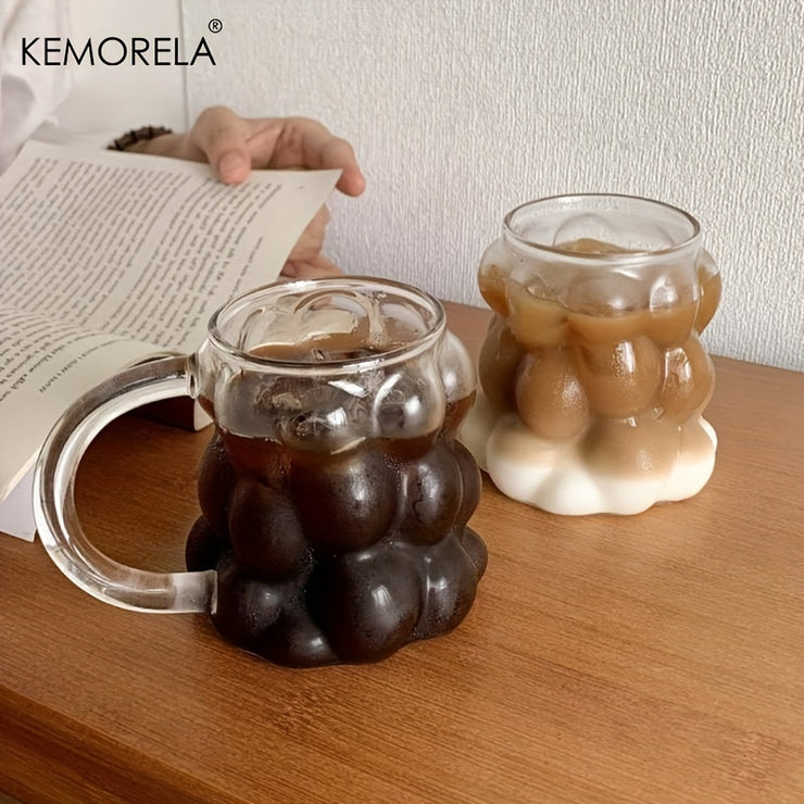 KEMORELA Glas Wasserbecher Set, 4/6 Stück, 350ml Trauben Design,