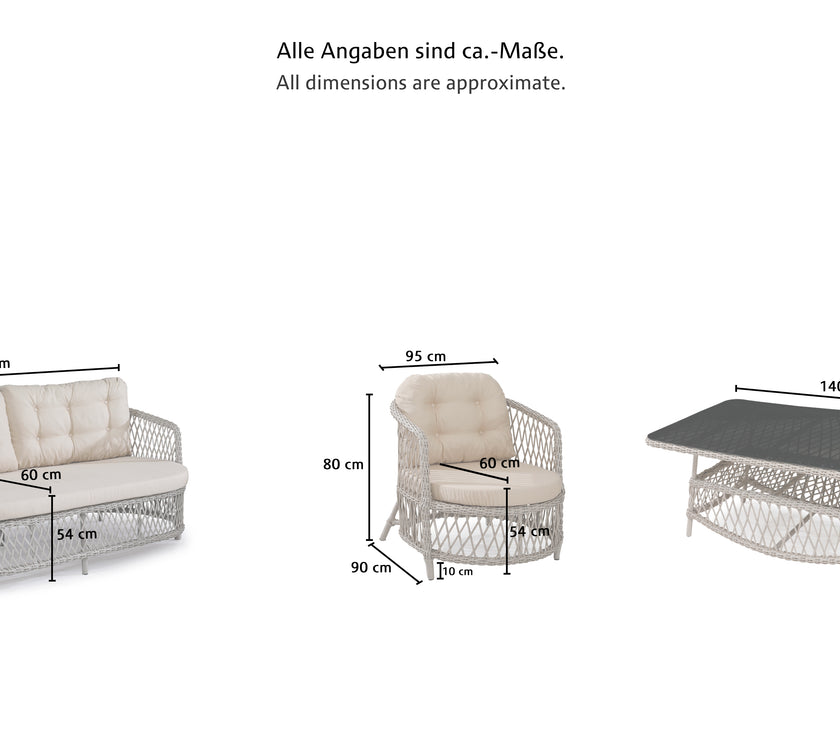 ADA GARTENMÖBEL Set inkl. Tisch & Polsterauflagen