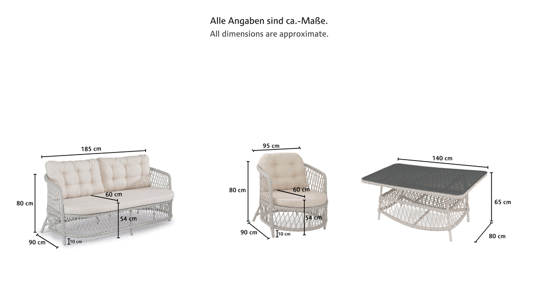 ADA GARTENMÖBEL Set inkl. Tisch & Polsterauflagen