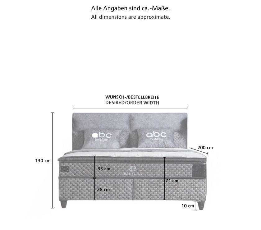 Boxspringbett Polsterbett BABYLON mit Stauraumkasten inkl. Matratze