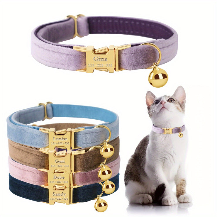 Katzenhalsband mit Namensschild, verstellbare robuste Nylon-Katzenhalsbänder mit Glocke