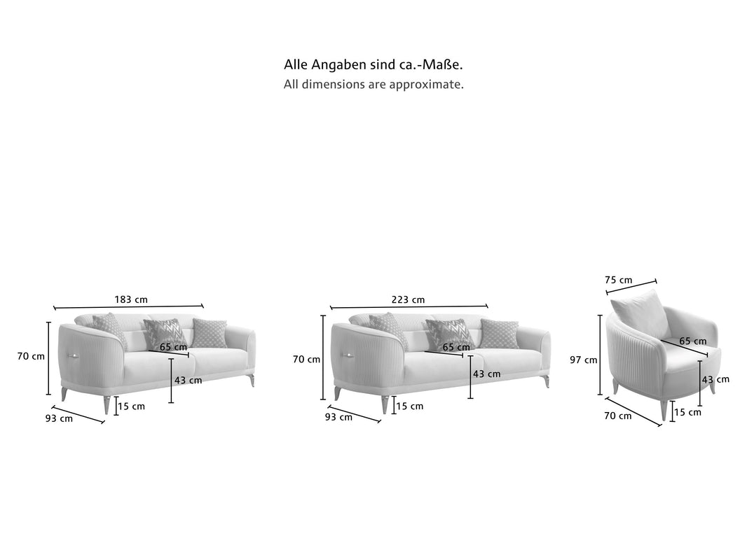 Couch-Set Polstergarnitur Evora Spar-Set