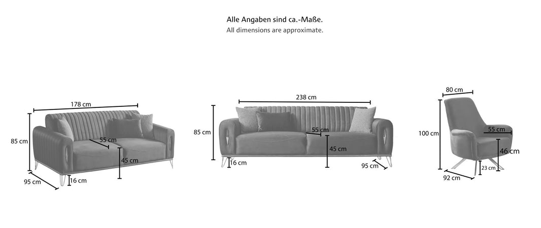 HARMONY Polstergarnitur mit Bett Funktion