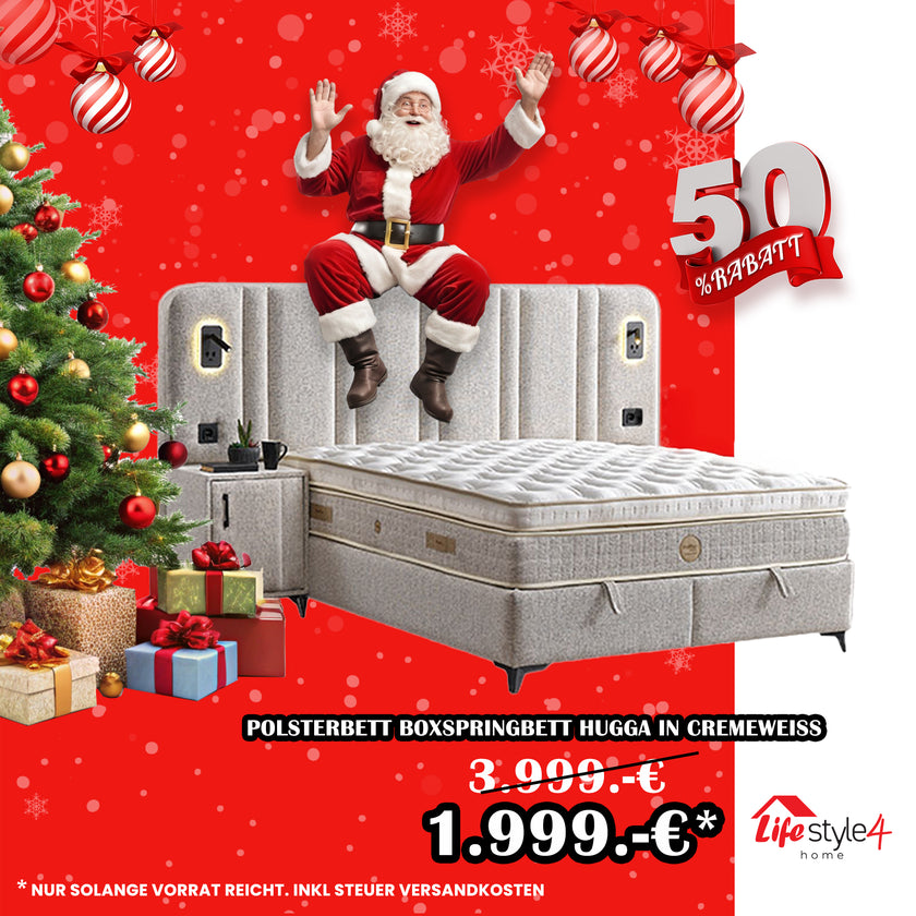 Boxspringbett  HUGGA, mit Bettkasten inkl. Matratze & Aufbauservice