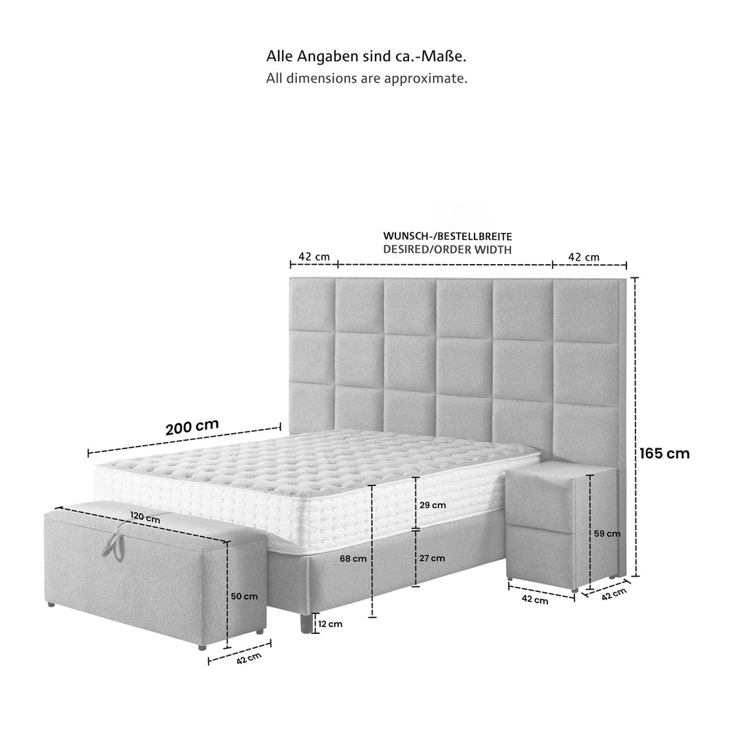 Boxspringbett  LİZBON mit Bettkasten inkl. Matratze & Aufbauservice