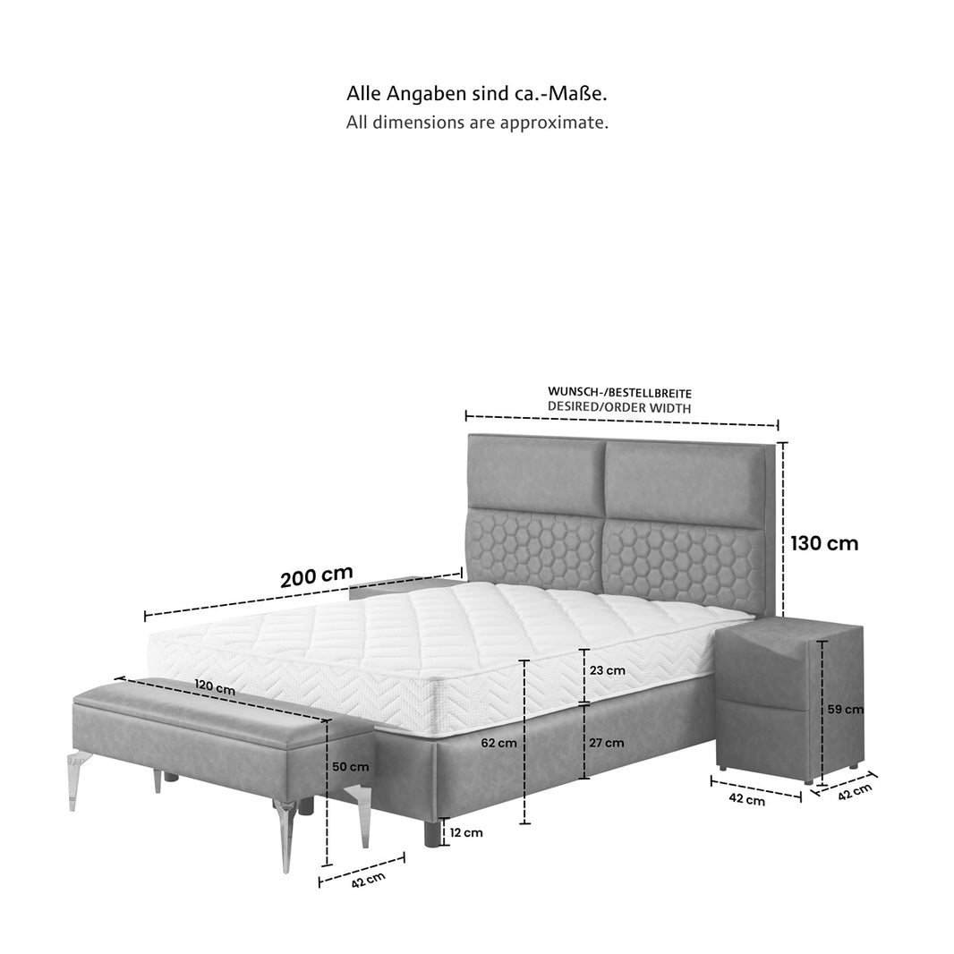 Boxspringbett  LONDRA mit Bettkasten inkl. Matratze