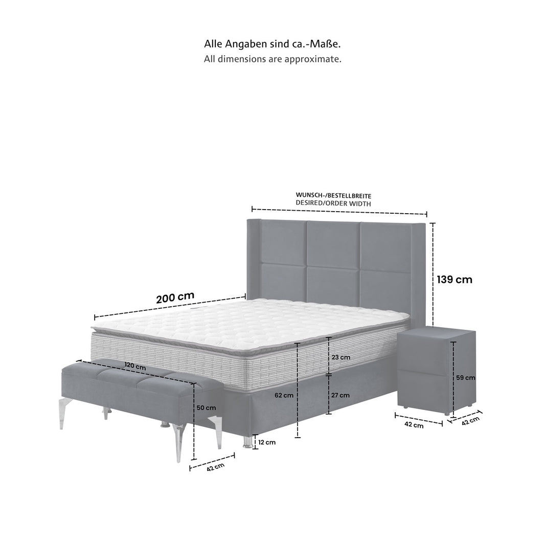 Boxspringbett MİLAN mit Bettkasten inkl. Matratze