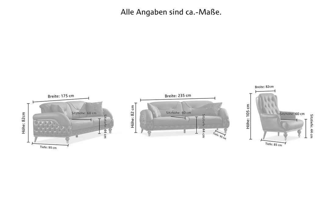 Couchgarnitur LORA MONTE im Spar Set, 3-Sitzer mit Bettfunktion