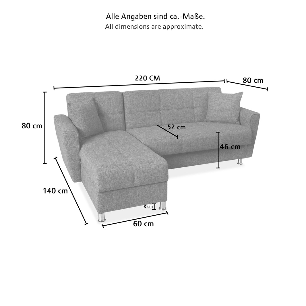 NERGIS Ecksofa mit Bett funktion