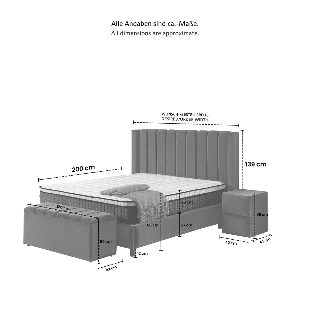 Boxspringbett OSLO mit Bettkasten inkl. Matratze