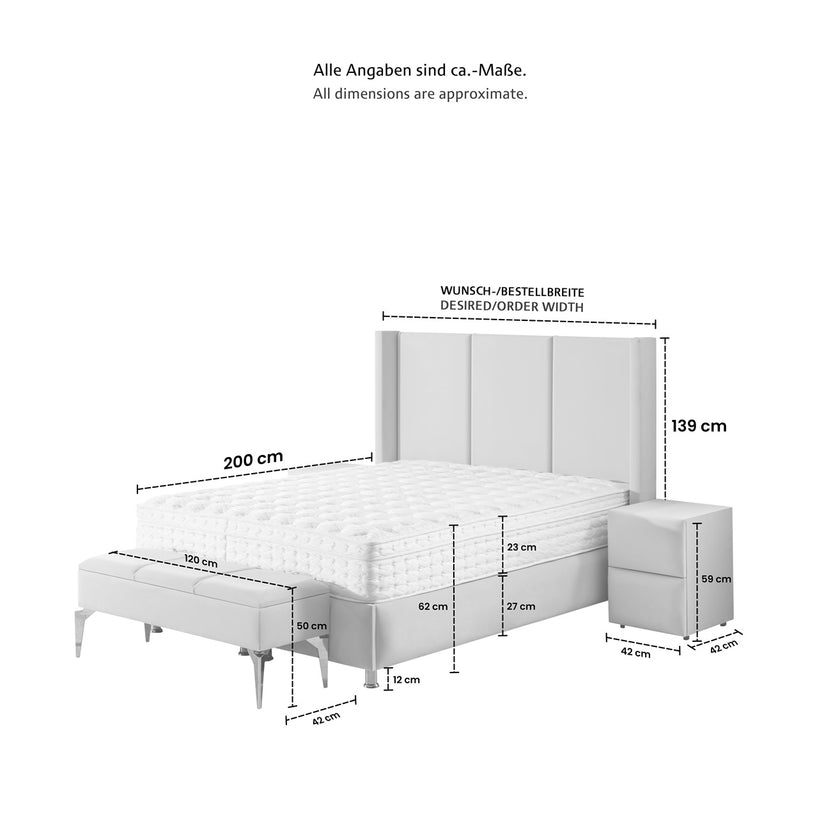 Boxspringbett PARİS mit Bettkasten inkl. Matratze