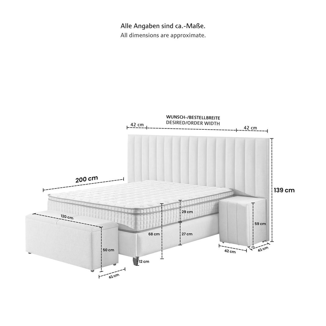 Boxspringbett  RANA mit Bettkasten inkl. Matratze