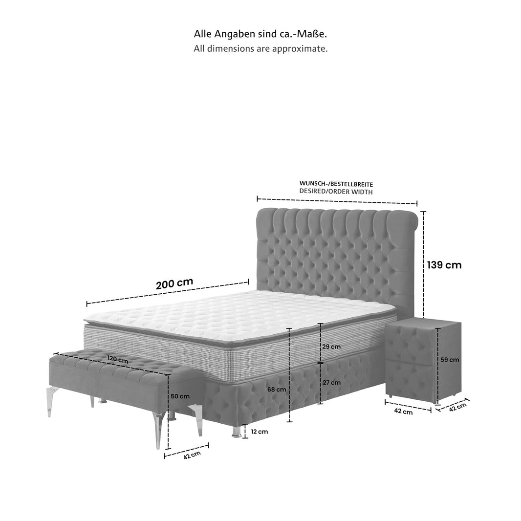 Boxspringbett  ROMA mit Bettkasten inkl. Matratze