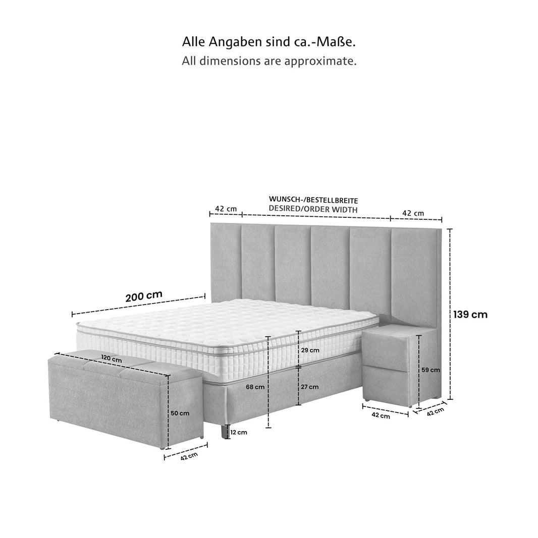 Boxspringbett  SELİN mit Bettkasten inkl. Matratze & Aufbauservice