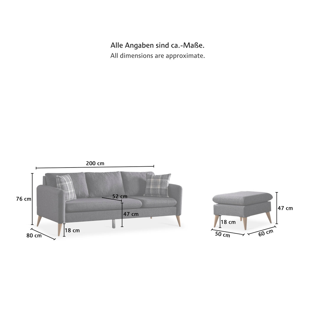 VIOLET Sofa mit Hocker