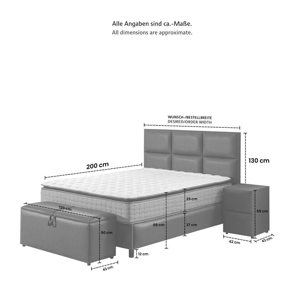 Boxspringbett WIEN mit Bettkasten inkl. Matratze